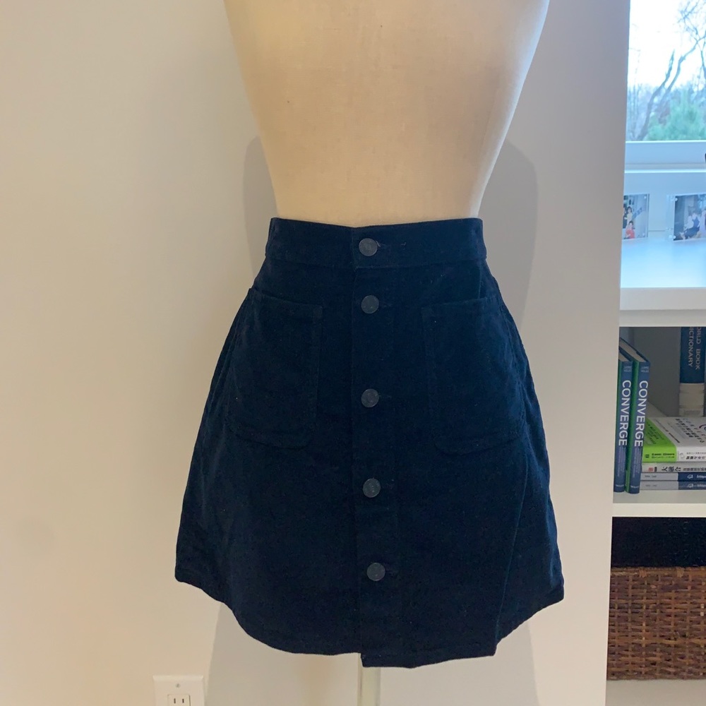 Navy Corduroy Patch Pocket skirt